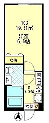 Grand Louvre 平和島 1Kの間取図画像