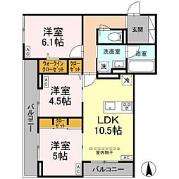 足立区鹿浜2丁目アパート 3LDKの間取図画像