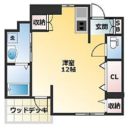 須山ハイツ 1階ワンルームの間取り