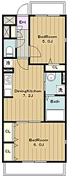 アンジュ新百合ヶ丘 2DKの間取図画像