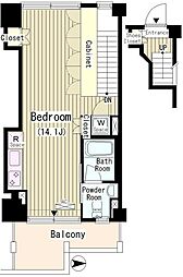 ＲＯＫＡ　ＴＥＲＲＡＺＺＡ 3階1Kの間取り