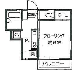 めぞん ど ぼーて 2階1Kの間取り