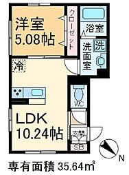 ペイナタルChikai 1階1LDKの間取り