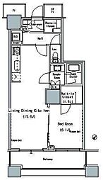 ザ・東京タワーズミッドタワー 20階1LDKの間取り