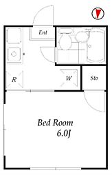 シティハイムシャインビー 1階1Kの間取り
