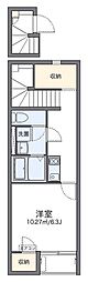 レオネクストセレーネ 2階1Kの間取り