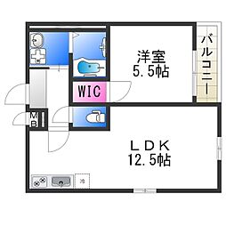 JR阪和線 鳳駅 徒歩11分の賃貸アパート 1階1LDKの間取り