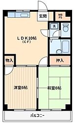 ジョウエツプラザ 3階2LDKの間取り