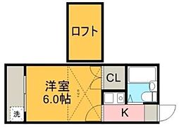 ゼフィランサス橋本 1階1Kの間取り