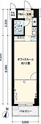 セザール伊勢佐木 1DKの間取図画像