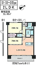 パルテール習志野 2LDKの間取図画像