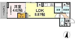 ルリアン大島 1LDKの間取図画像