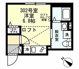 ベイルーム平間 3階ワンルームの間取り