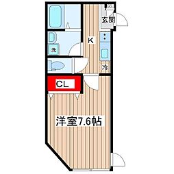 カーサ柴又 2階1Kの間取り