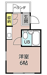 JR中央線 八王子駅 徒歩7分の賃貸マンション 2階ワンルームの間取り