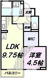 リヴェール 1階1LDKの間取り
