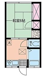 フジコーポI 1階1Kの間取り