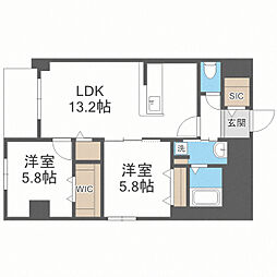 ヴィッラ　アプリーレ　西新南 10階2LDKの間取り