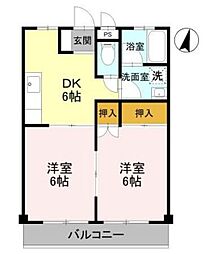 サンピア町田 2DKの間取図画像
