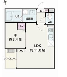 Jack matobakitaI 1LDKの間取図画像