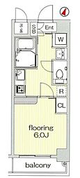 グランヴァン武蔵小山2 1Kの間取図画像