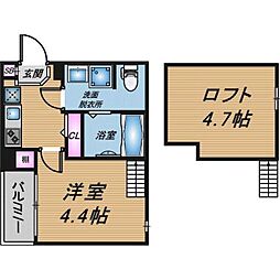 フリーデン円町 1Kの間取図画像