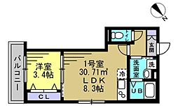 ふじみ野市大原1丁目アパート 1LDKの間取図画像