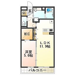グランジュテ 1LDKの間取図画像