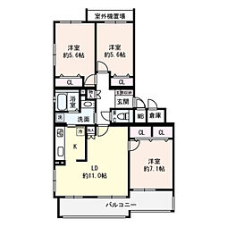 ハウス帝塚山 3階3LDKの間取り