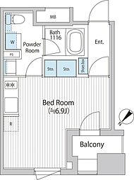 バウスフラッツ日本橋浜町 ワンルームの間取図画像