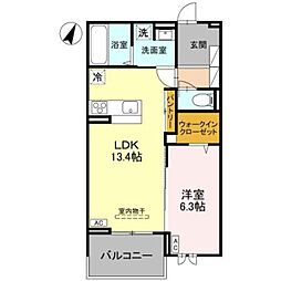 センカIII 2階1LDKの間取り