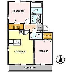 ソルピーノB 2LDKの間取図画像