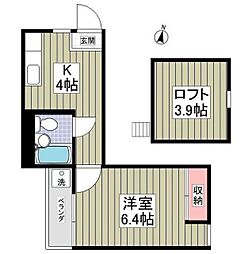 大宝ハイツ 1Kの間取図画像