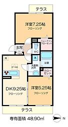 ＲＳＡ 1階2DKの間取り