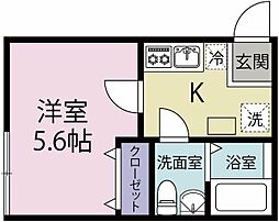 横浜市青葉区桜台アパート 1Kの間取図画像