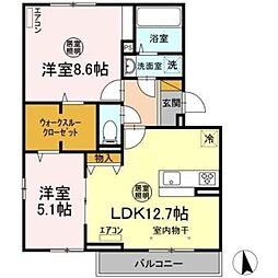 ウィステリア 3階2LDKの間取り