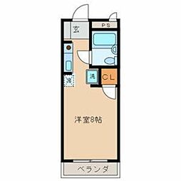シャンルーネ 2階ワンルームの間取り