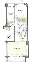 東京メトロ日比谷線 六本木駅 徒歩7分の賃貸マンション 3階2LDKの間取り