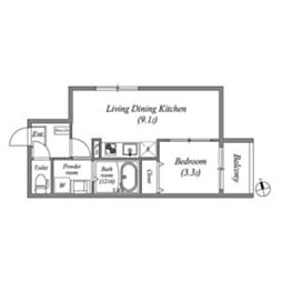 おおさか東線 城北公園通駅 徒歩9分の賃貸アパート 1階1LDKの間取り