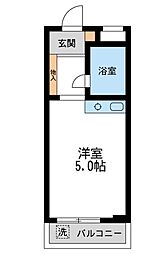 西武池袋線 東長崎駅 徒歩6分の賃貸マンション 2階ワンルームの間取り
