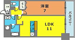 CITY SPIRE新神戸 6階1LDKの間取り