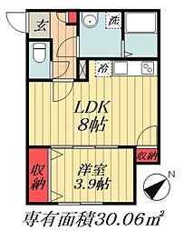 Peaks Funabashi 1階1LDKの間取り