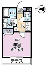 レスペデーザ目黒本町 1階1Kの間取り