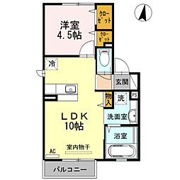 アクシス 2階1LDKの間取り