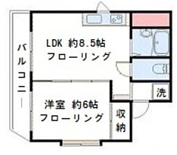 メゾンM.Y 3階1LDKの間取り