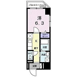 リベルラ 3階1Kの間取り