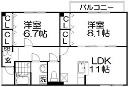 ラフレシール 2LDKの間取図画像