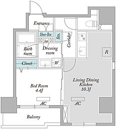 グランフェリシア笹塚 4階1LDKの間取り