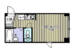 ピュア四谷 3階ワンルームの間取り