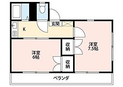 サンレピュート谷塚 1階2Kの間取り